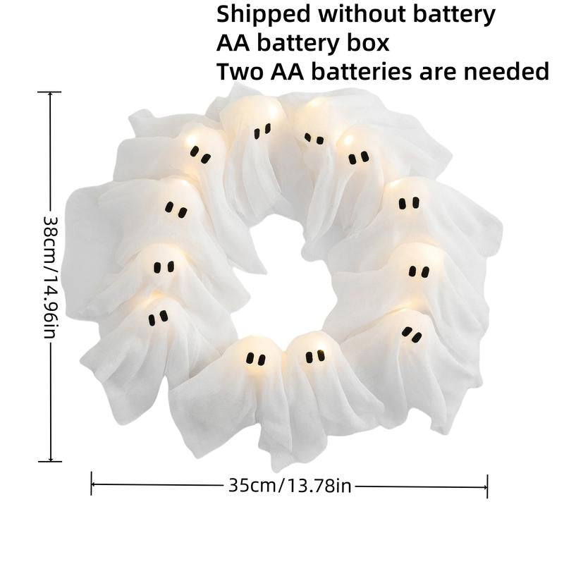 A Halloween Glowing Ghost Wreath, a Halloween Ghost Gang Knocking on the Door, a Cute yet Thrilling Halloween Home Door and Window Decoration Pendant, a Handicraft That Easily Creates a Halloween Atmosphere