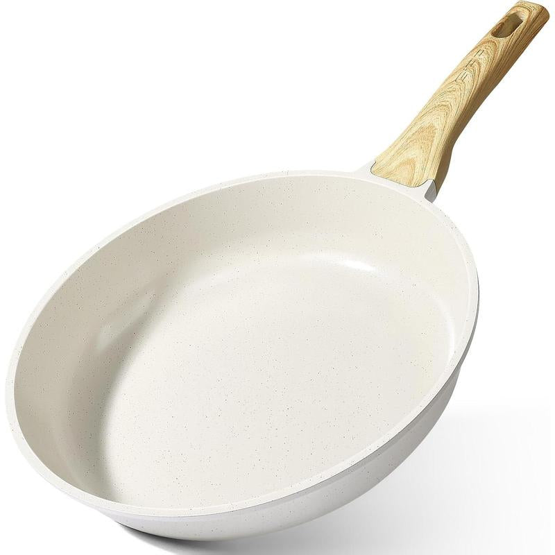 Ceramic Nonstick Frying Pan with Lid - 12" Non Stick Skillet Omelette Pans, Induction Compatible Chef Pan, & Pfoa-Free, Dishwasher Safe, Stay Cool Handles