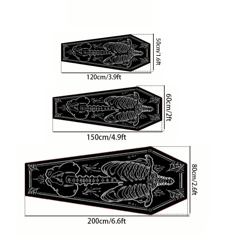 Halloween Home Decor Carpet, Skull Spider Print Coffin Shape Mat, Creative Unique Holiday Gift Rug, Soft Washable Floor Covering