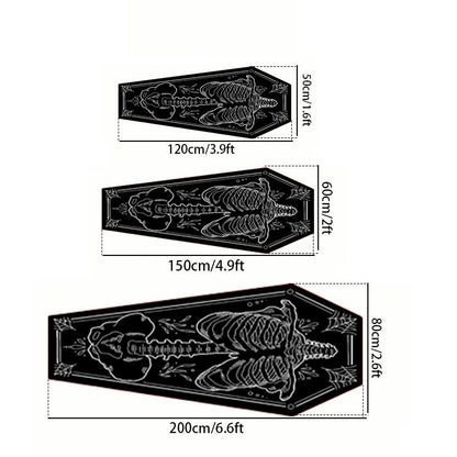Halloween Home Decor Carpet, Skull Spider Print Coffin Shape Mat, Creative Unique Holiday Gift Rug, Soft Washable Floor Covering