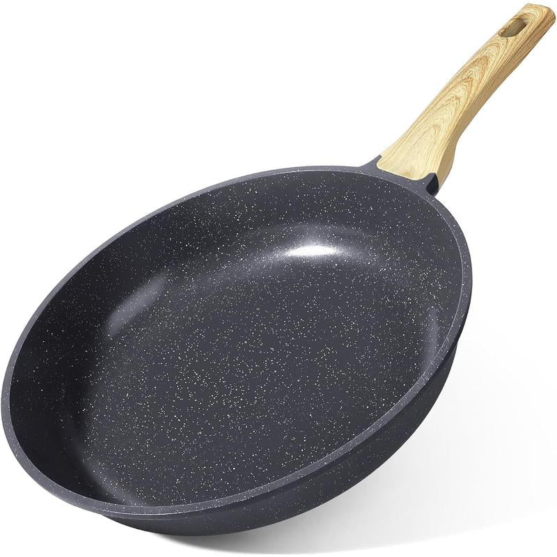 Ceramic Nonstick Frying Pan with Lid - 12" Non Stick Skillet Omelette Pans, Induction Compatible Chef Pan, & Pfoa-Free, Dishwasher Safe, Stay Cool Handles