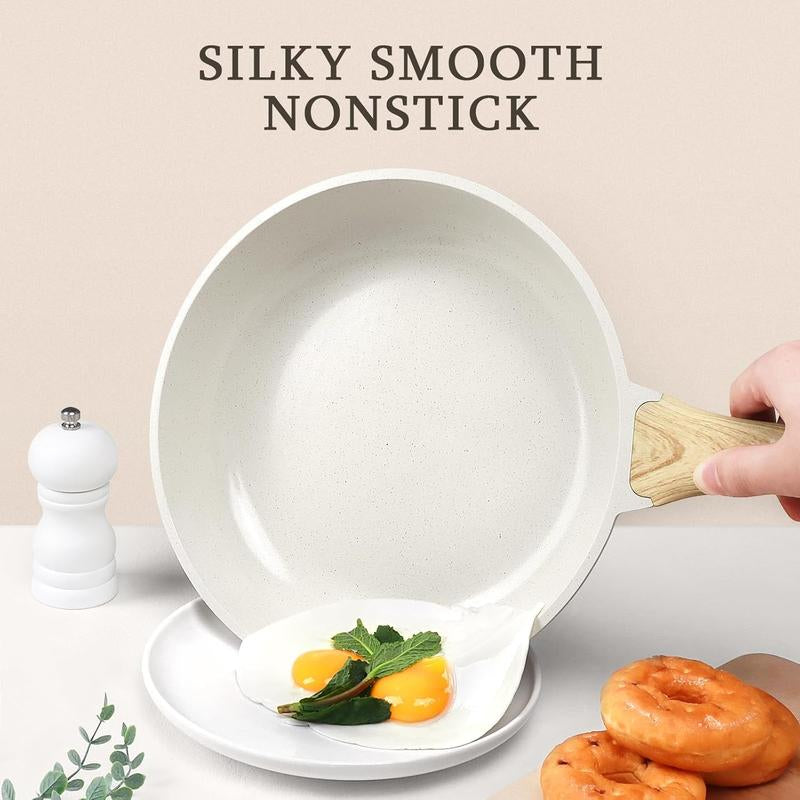 Ceramic Nonstick Frying Pan with Lid - 12" Non Stick Skillet Omelette Pans, Induction Compatible Chef Pan, & Pfoa-Free, Dishwasher Safe, Stay Cool Handles